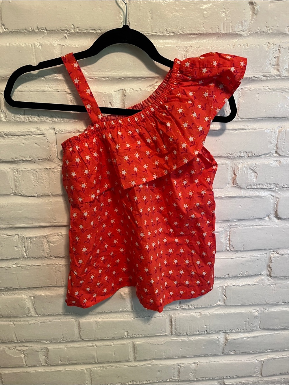 GAP Red One-Shoulder Ruffle Star Print Camisole